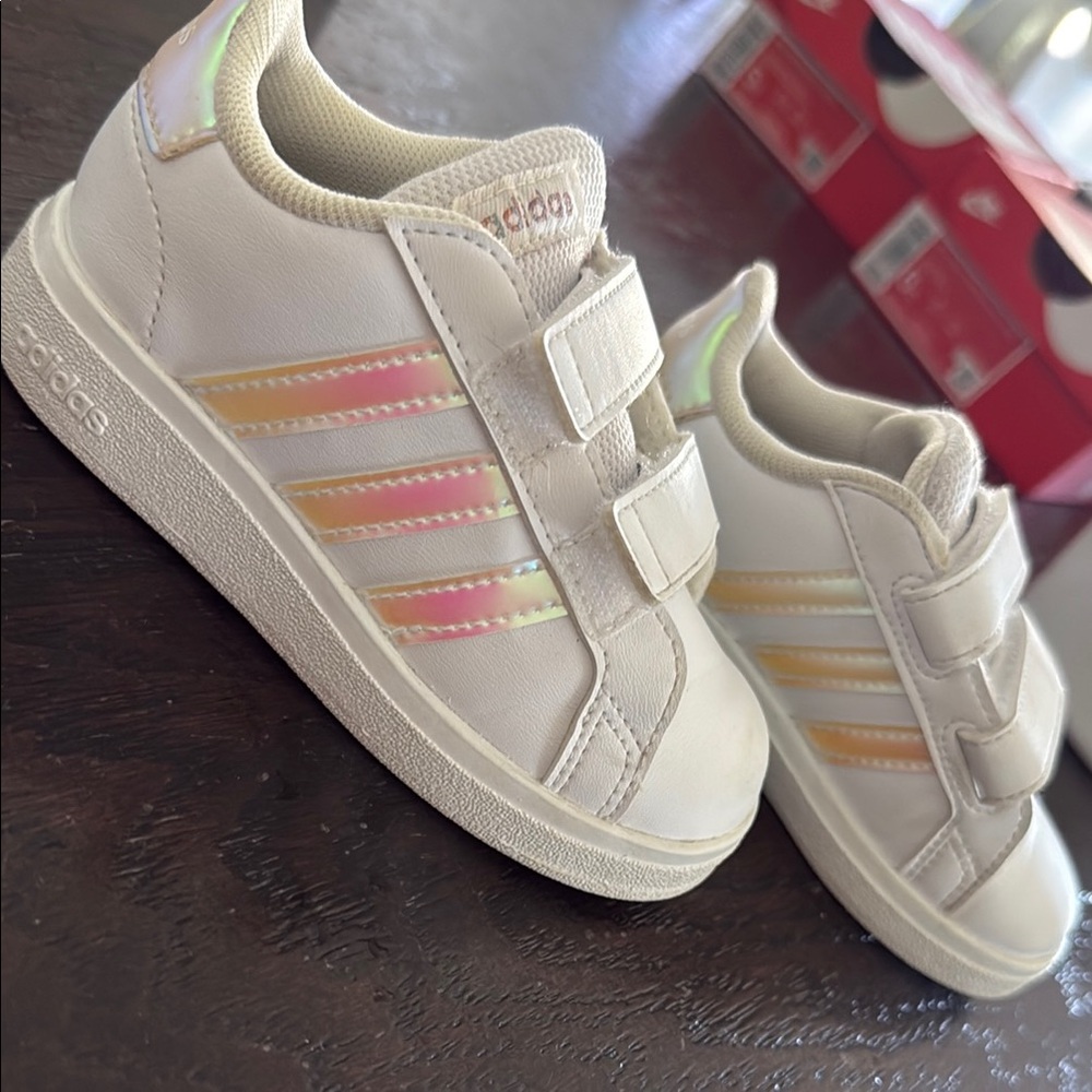 Adidas White and Cream Sneakers Classic Design